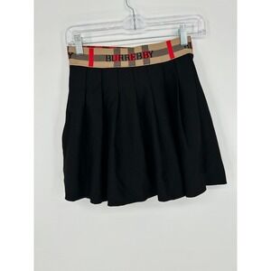 BURREBBY Black Pleated Skirt Women's L Plaid Check Waist Preppy Sorority Rush